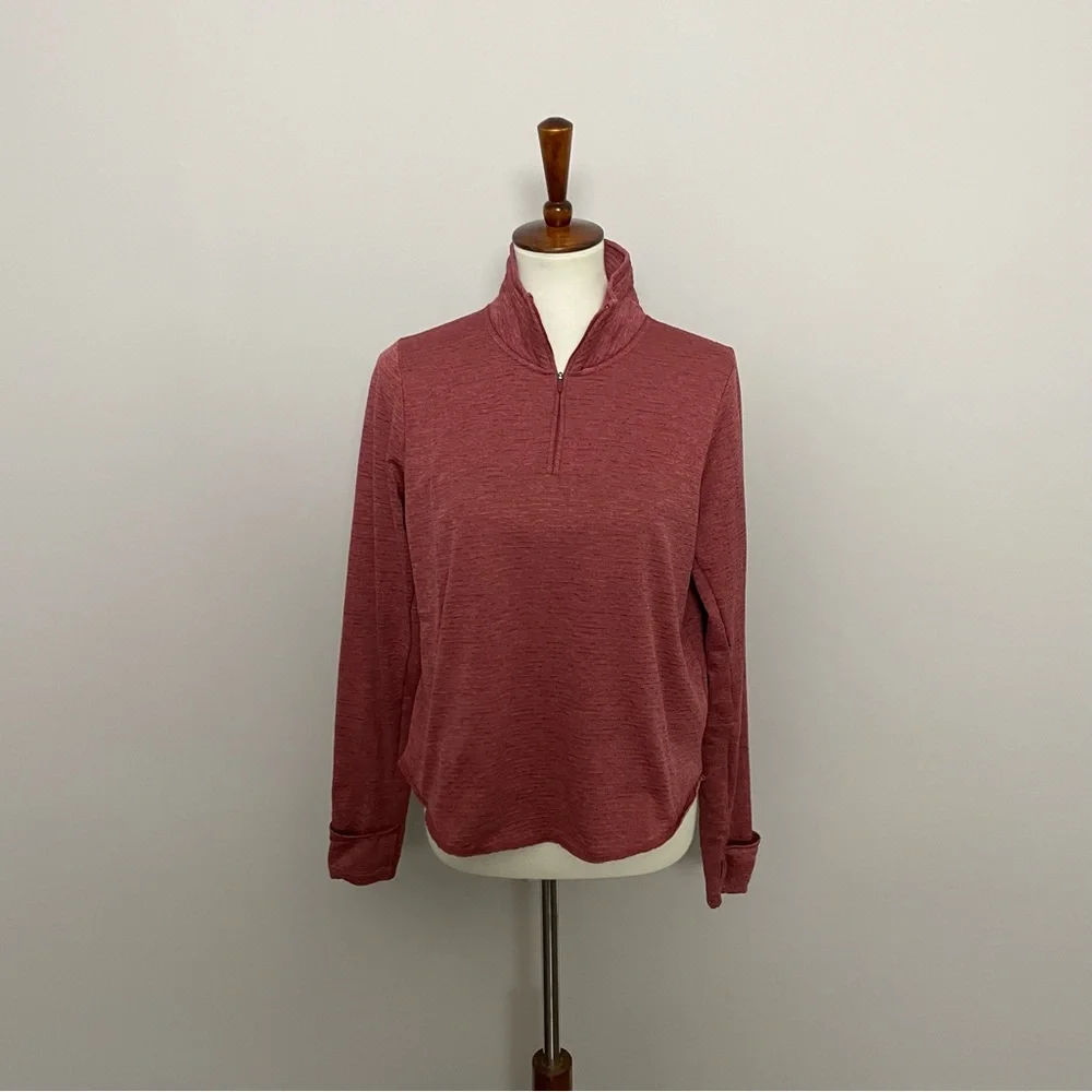 Nike Top Pullover Sphere Element Half Zip Running High Low Hem Thumbholes Pink